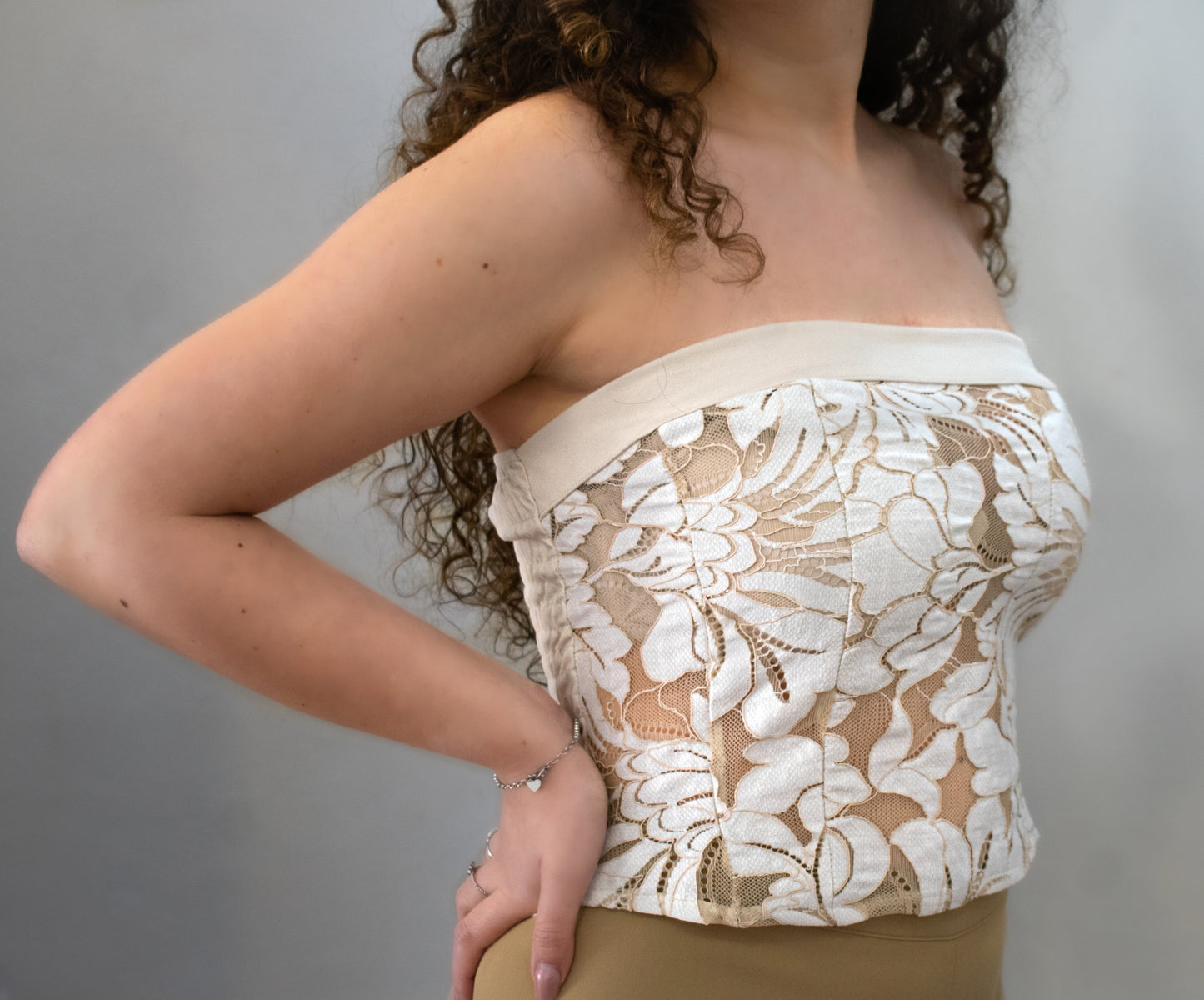 Top, pizzo, bianco, elegante, cerimonia - Akè